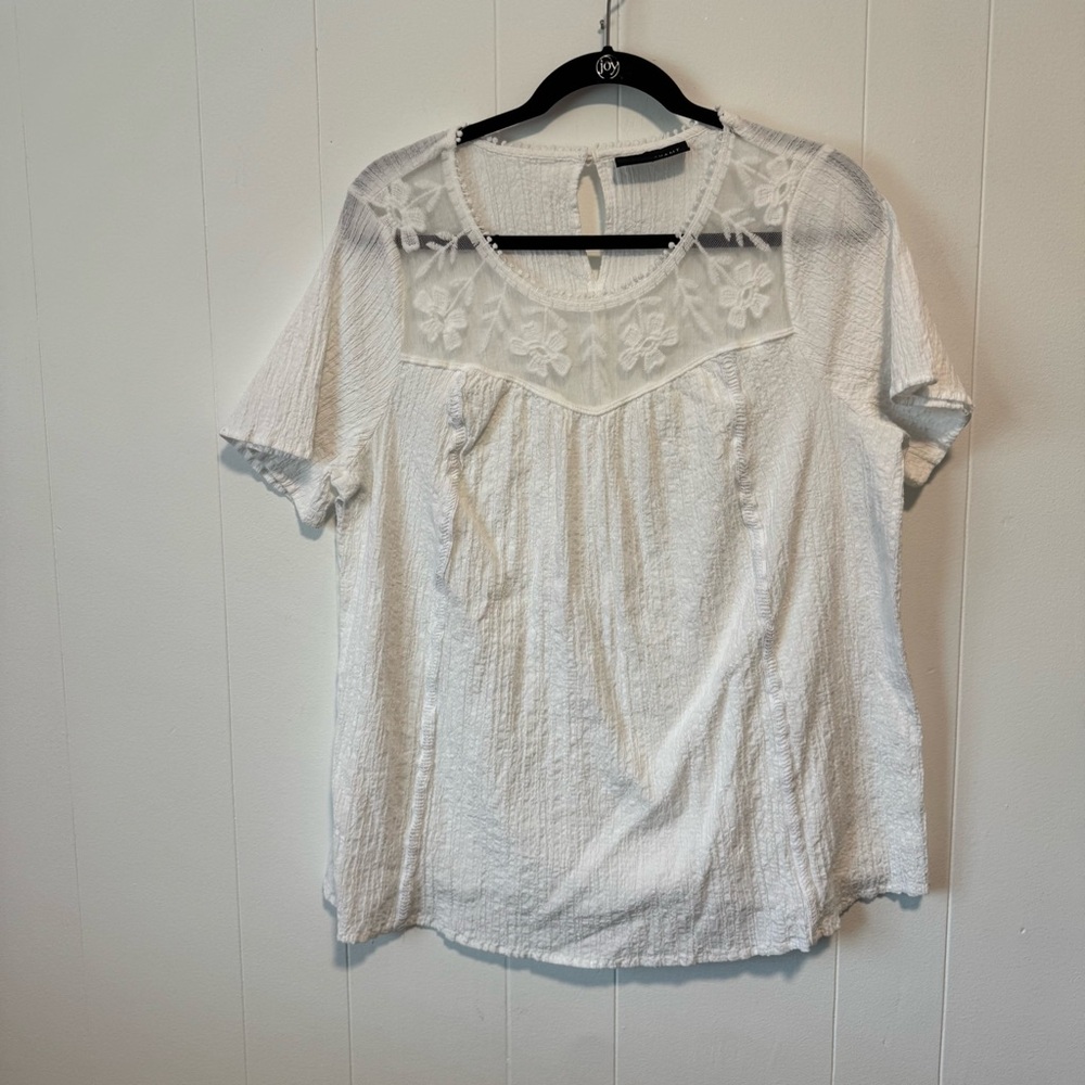 LANE BRYANT White Knit Blouse